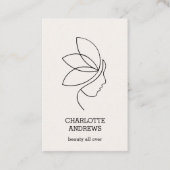Minimaal, Schoonheid, Logo, Lijnkunst, Beige Visitekaartje (Voorkant)