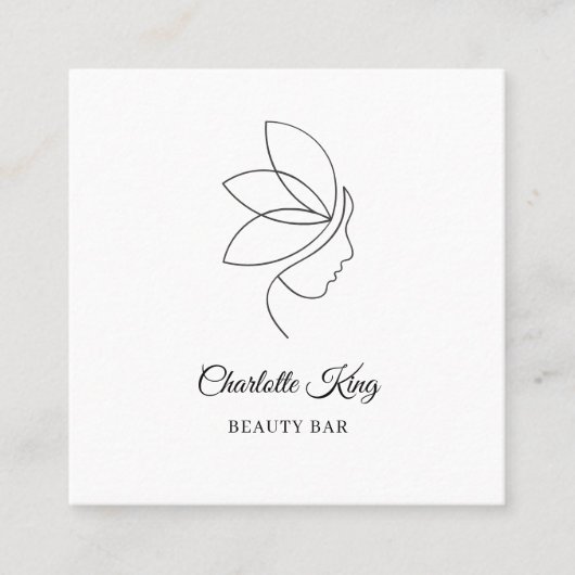 Minimaal, Schoonheid, Logo, Lijnkunst, Salon Vierkante Visitekaartje (Voorkant)