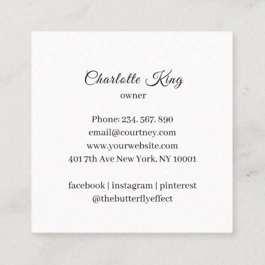 Minimaal, Schoonheid, Logo, Lijnkunst, Salon Vierkante Visitekaartje (Achterkant)