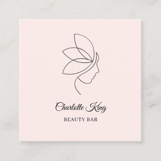 Minimaal, Schoonheid, Logo, Lijnkunst, Salon Vierkante Visitekaartje (Voorkant)