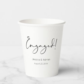 Minimaal Schrift Verlovingsfeestje Papieren Bekers