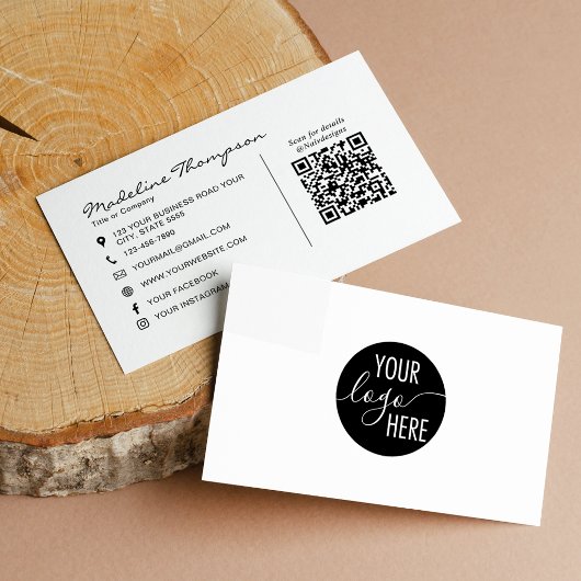 Minimaal Schrift Zakelijk Bedrijfslogo QR Code Visitekaartje