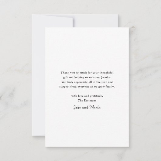 Minimaal script 3 Foto Baby Bedankkaart (Achterkant)