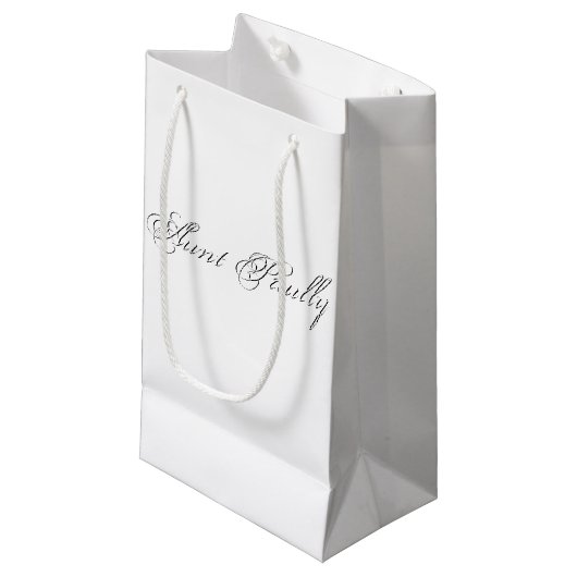 Minimaal script 3d monogram klein cadeauzakje (Voorkant Gekanteld)