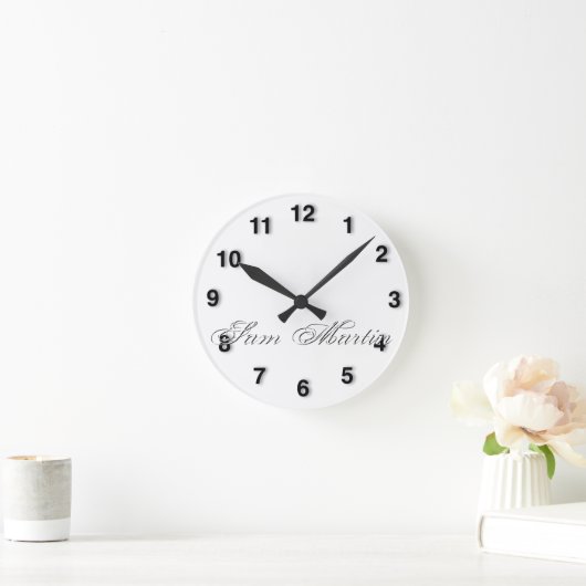 Minimaal script 3d monogram ronde klok (Huis)