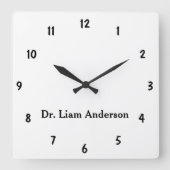 Minimaal script 3d monogram vierkante klok (Voorkant)