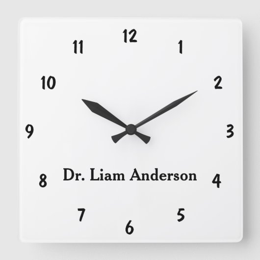 Minimaal script 3d monogram vierkante klok (Voorkant)