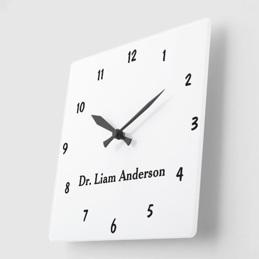 Minimaal script 3d monogram vierkante klok (Hoek)