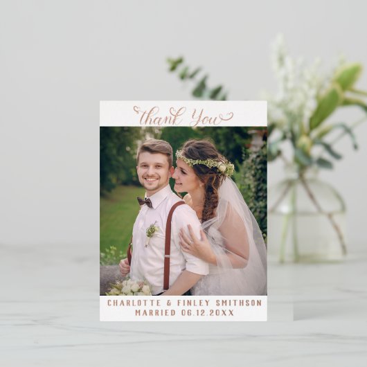 Minimaal script aangepaste bruiloft bedankt folie feestdagen briefkaart (Staand Voorkant)