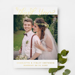 Minimaal script aangepaste bruiloft bedankt folie feestdagenkaart