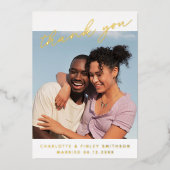 Minimaal script aangepaste bruiloft bedankt folie feestdagenkaart (Voorkant)