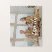 Minimaal script Aangepaste familie Foto's en namen Legpuzzel (Verticaal)