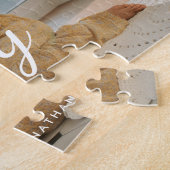 Minimaal script aangepaste gezinsfoto & namen legpuzzel (Zijkant)