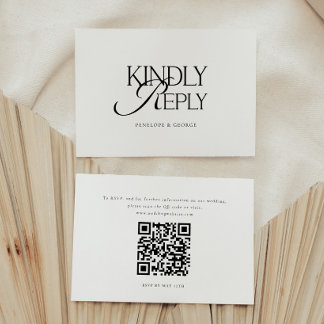 Minimaal script "Alstublieft Reageer" Huwelijks QR RSVP Kaartje