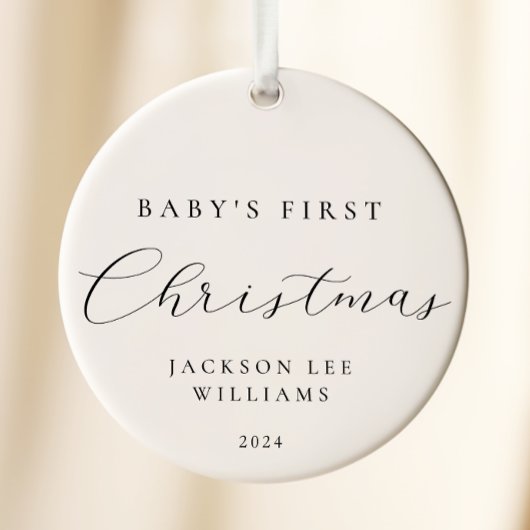 Minimaal script Baby Eerste kerst Ornament