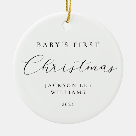 Minimaal script Baby Eerste kerst Ornament (Voorkant)