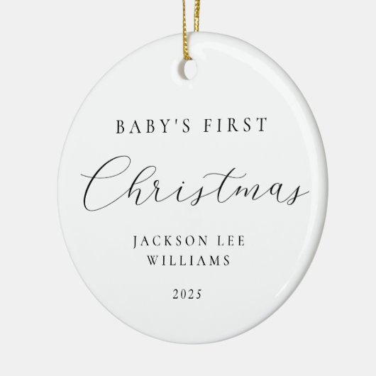 Minimaal script Baby Eerste kerst Ornament (Links)