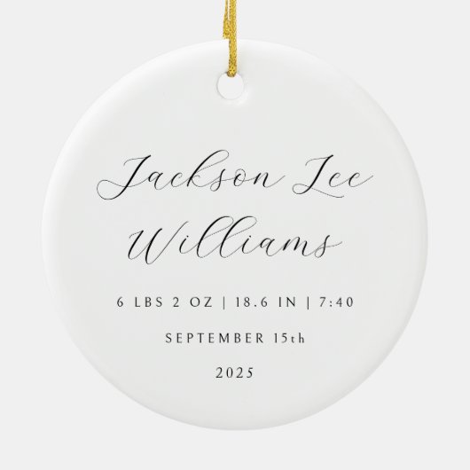 Minimaal script Baby Eerste kerst Ornament (Achterkant)