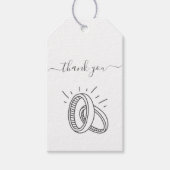 Minimaal script bedankt met trouwringen cadeaulabel (Voorkant)
