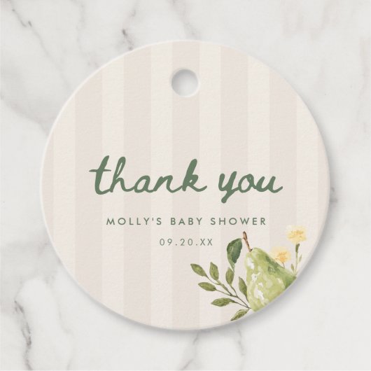 Minimaal script bloemenmarkt baby shower bedankt bedankjes labels (Voorkant)