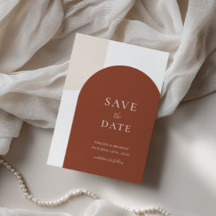 Minimaal Script Boho Rustieke Terracotta Boog Brui Save The Date