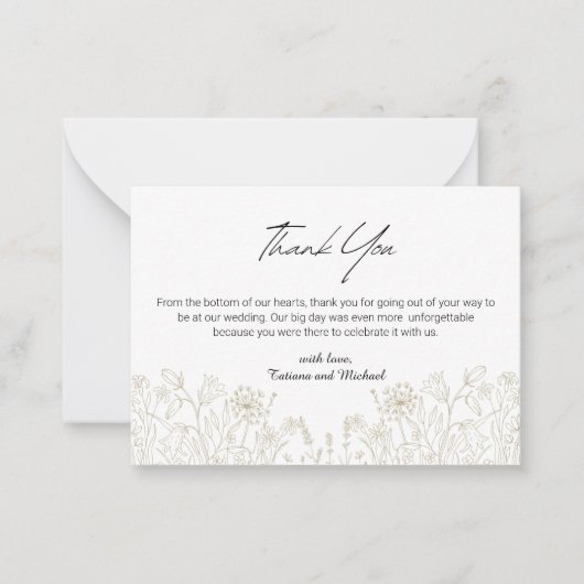 Minimaal script Botanische Tuin bruiloft Dank u Notitiekaartje (Voorkant)