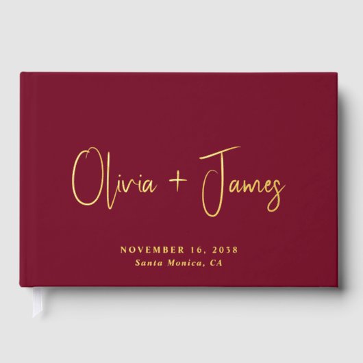 Minimaal script Bourgondische bruiloft Gastenboek (Voorkant)