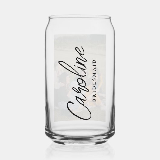 Minimaal Script Bruidsmeisje Aangepaste Foto Gift Blikvorm Glas (Voorkant)