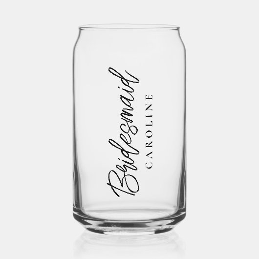 Minimaal Script Bruidsmeisje Aangepaste Stijlvolle Blikvorm Glas (Voorkant)