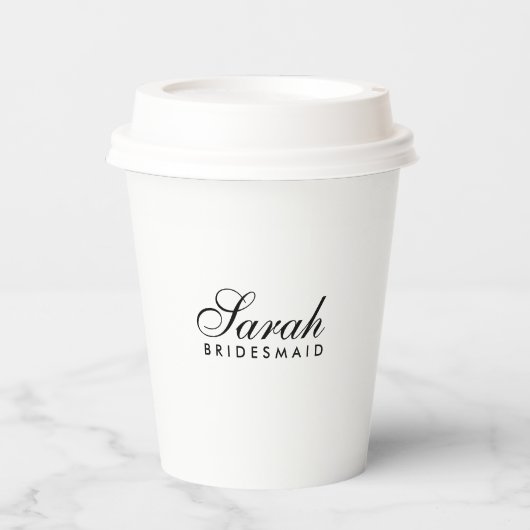 Minimaal Script Bruidsmeisje Coffee Paper Cups Papieren Bekers (Voorkant)