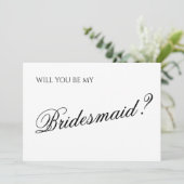 Minimaal script bruidsmeisje voorstel kaart (Staand voorkant)