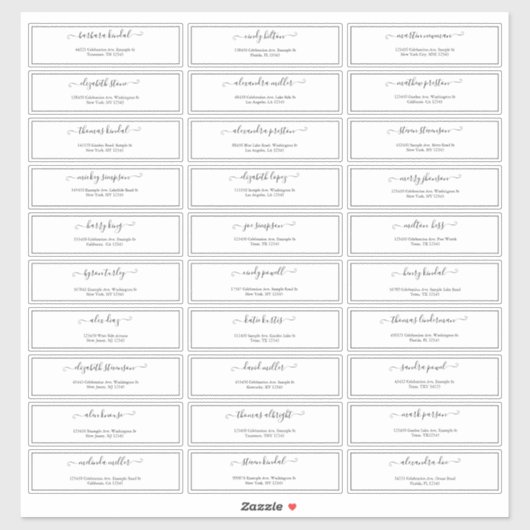 Minimaal script bruiloft gast adres Sticker (Vel)