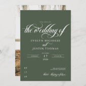 Minimaal script bruiloft kaart (Voorkant / Achterkant)