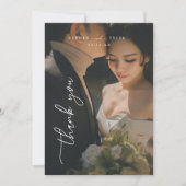 Minimaal script bruiloft volledige foto bedankkaart (Voorkant)