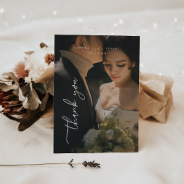 Minimaal script bruiloft volledige foto bedankkaart