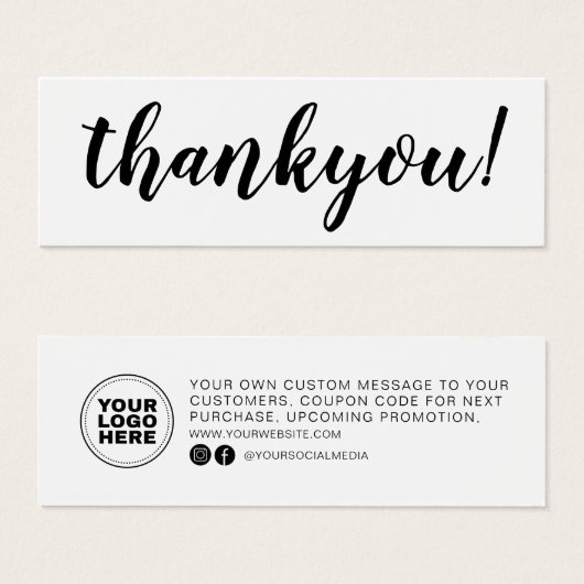 Minimaal script Business Hartelijk dank voor toevo Mini Visitekaartjes (Voorkant /achterkant)