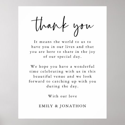 Minimaal script Dank je brief aan huwelijksgasten Poster (Voorkant)