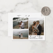 minimaal script dank u 3 foto's collage bruiloft notitiekaartje (Voorkant / Achterkant in situ)