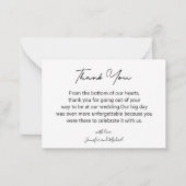 minimaal script dank u 3 foto's collage bruiloft notitiekaartje (Achterkant)