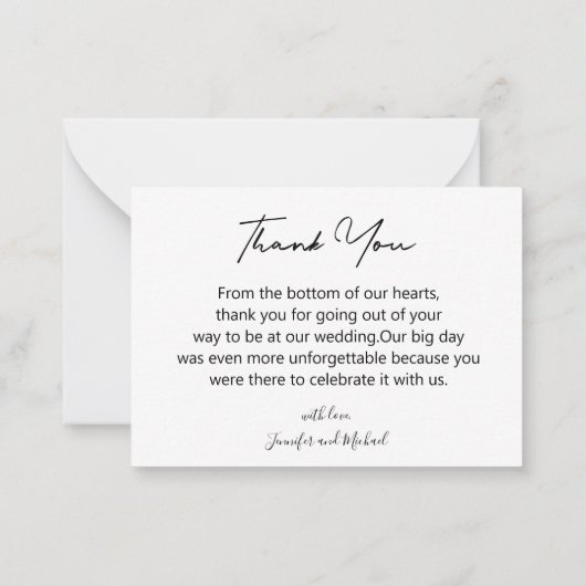 minimaal script dank u 3 foto's collage bruiloft notitiekaartje (Achterkant)