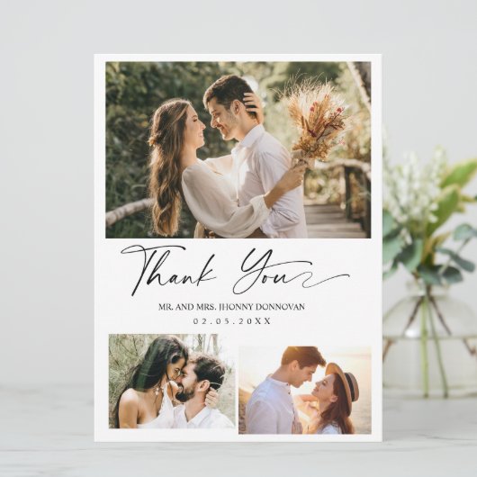 Minimaal script drie Photo Wedding Hartelijk dank (Staand voorkant)