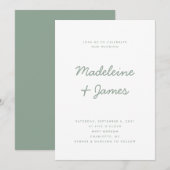 Minimaal Script Eenvoudig Modern Sage Groen Bruilo Kaart (Voorkant / Achterkant)
