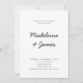 Minimaal Script Eenvoudig Modern Zwart Wit Bruilof Kaart (Voorkant)