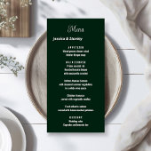 Minimaal script emerald green bruiloft receptie menu