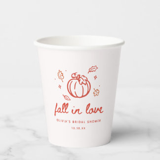 Minimaal script "Fall in Love" Bruidsfeest Papieren Bekers