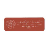 Minimaal script Floral Art Wedding | Terracotta Etiket (Voorkant)