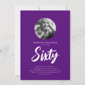 Minimaal Script Foto 60e Verjaardagsfeestje Paarse Kaart (Voorkant)