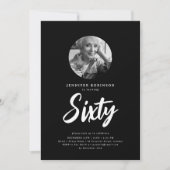 Minimaal Script Foto 60e Verjaardagsfeestje Zwart Kaart (Voorkant)