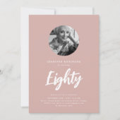 Minimaal Script Foto 80e Verjaardag Dusty Roos Roz Kaart (Voorkant)