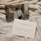 Minimaal script foto overlay bruiloft RSVP kaartje